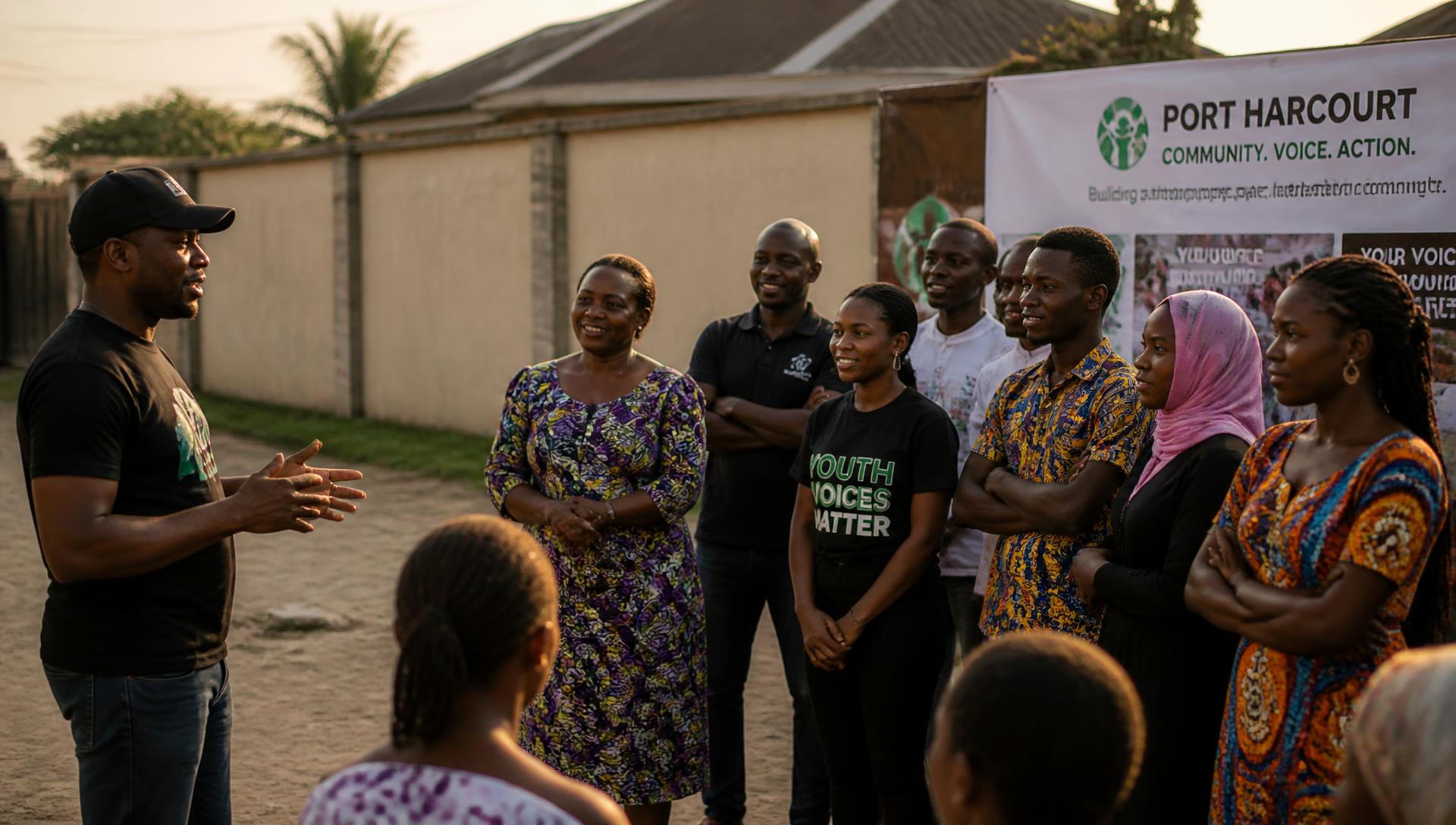 Placeholder photograph: community members gathered for an outreach conversation